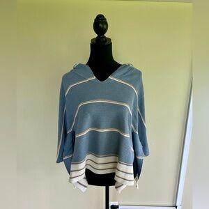 O’Neill hoodie poncho blue striped sweater. Size small